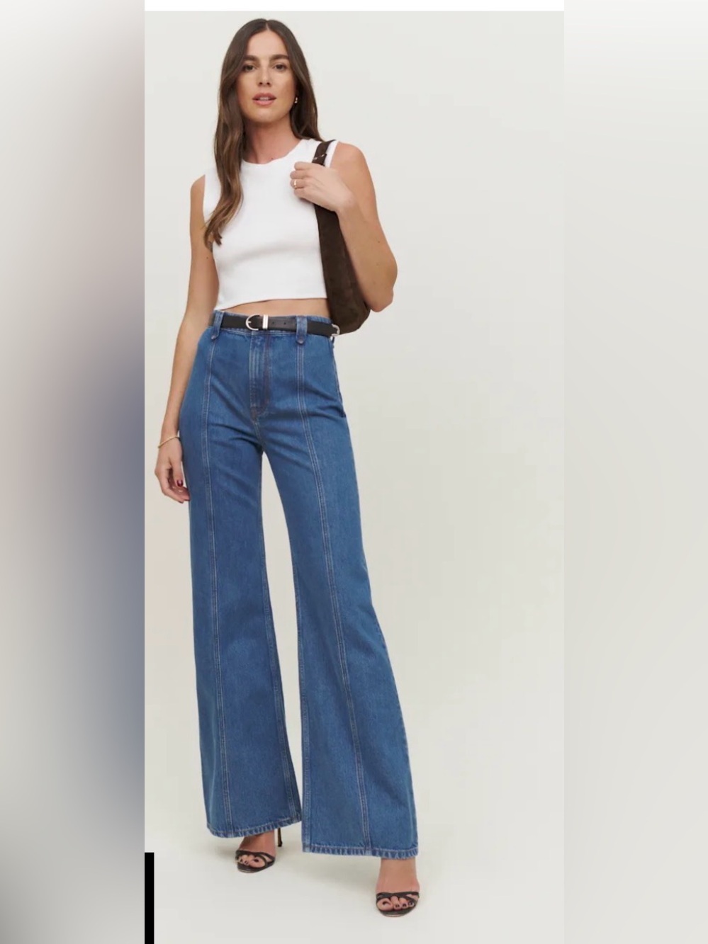 Reformation Leah Seamed High Rise Wide Leg Jeans Size 26 28” Inseam